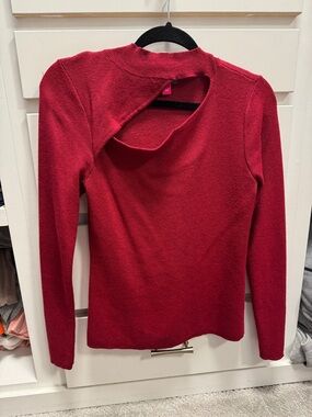 Vince Camuto Red Knit Long-Sleeve Top